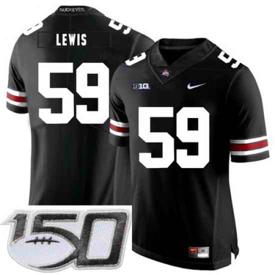 Ohio State Buckeyes 59 Tyquan Lewis Black Nike College Football Stitched 150th Anniversary Patch Jersey